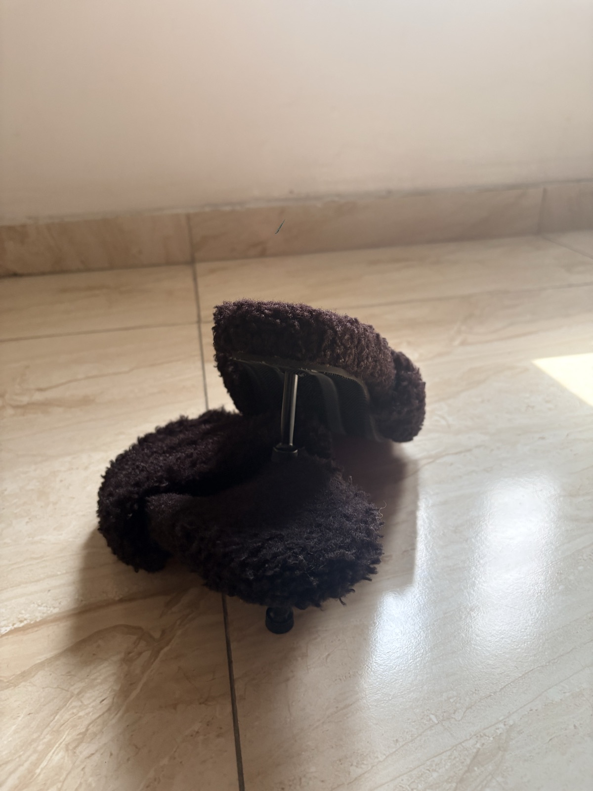 Cozy Black Furry Slides