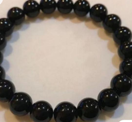 Handmade Black Beads Bracelet with Blue Eye Charm