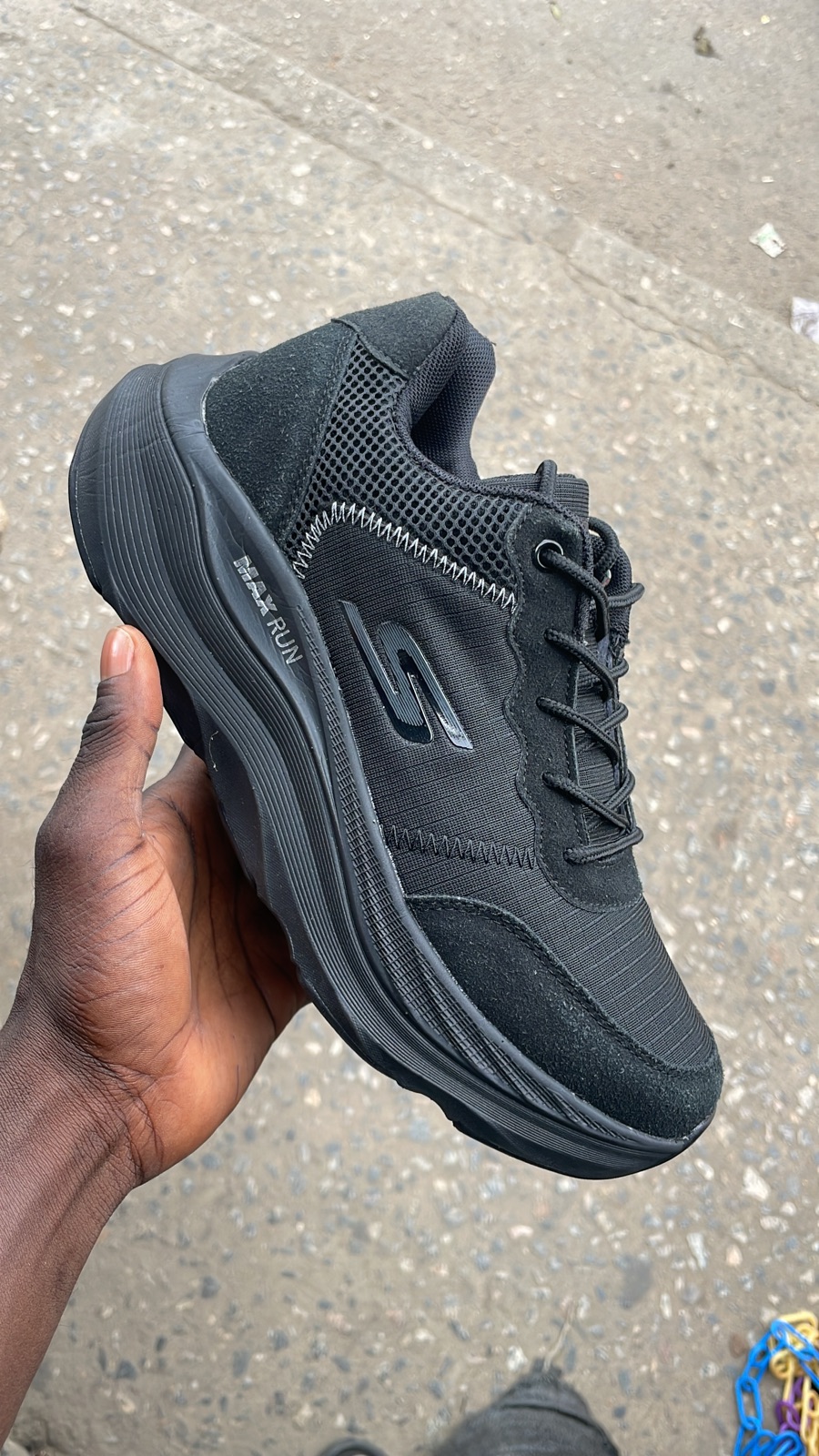 Black Skechers Max Run Sneakers in