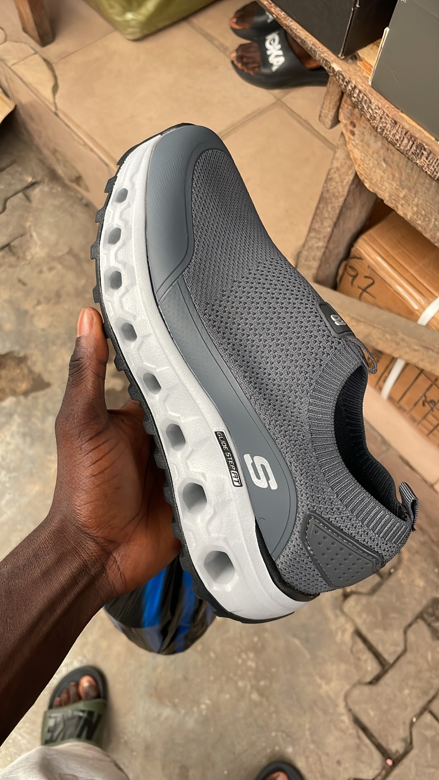 Men's Gray Skechers Slip-On Running Shoes