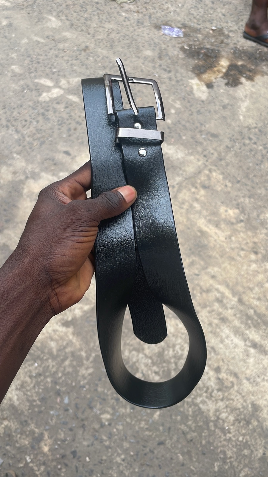 Classic Black Leather Belt with Silver Buckle