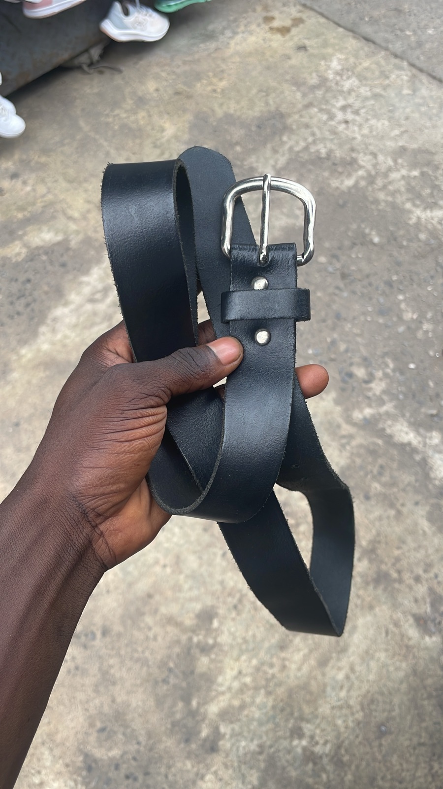 Classic Black Leather Belt with Silver Buckle