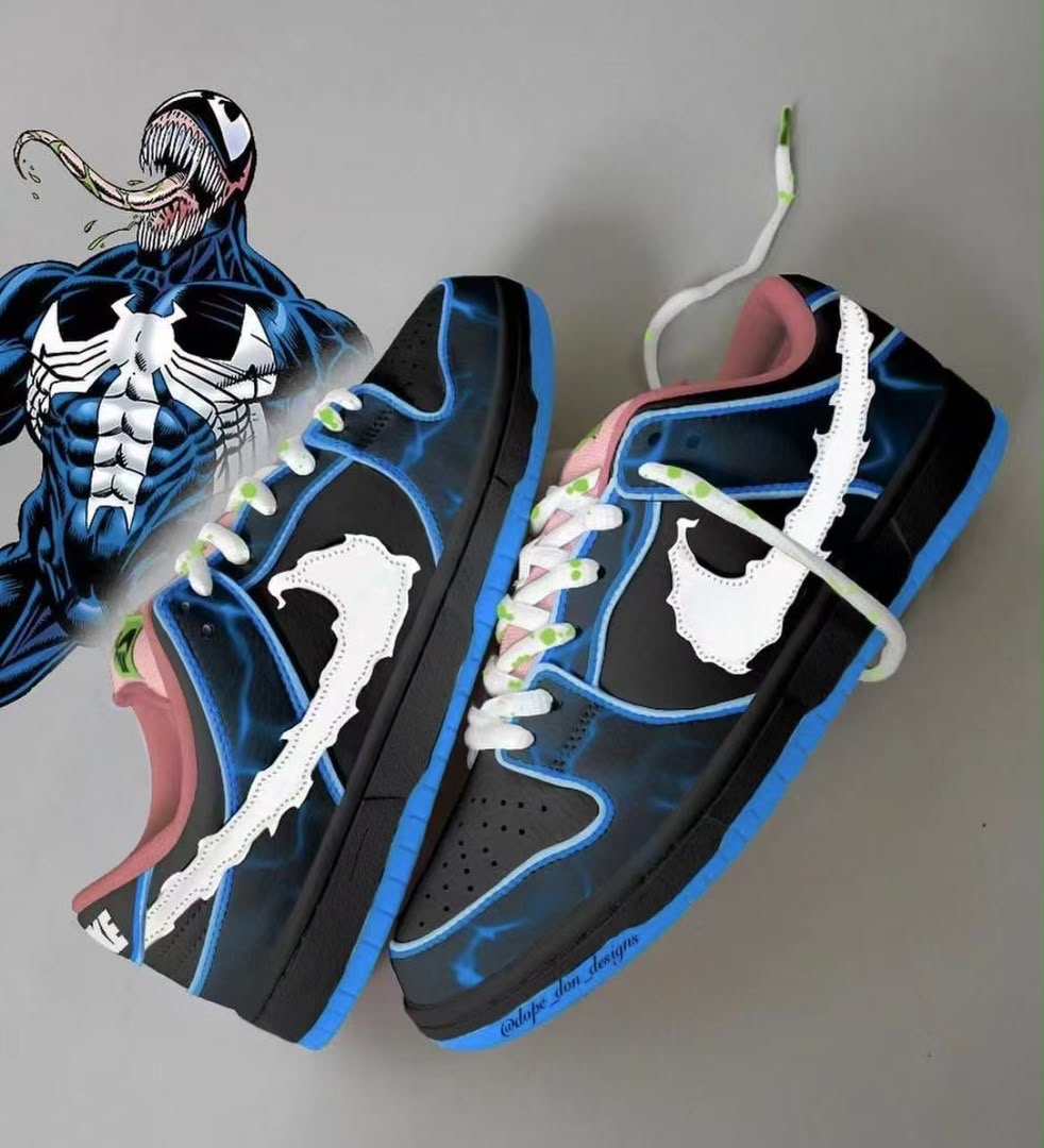 Venom Themed Nike Dunk Low Sneakers