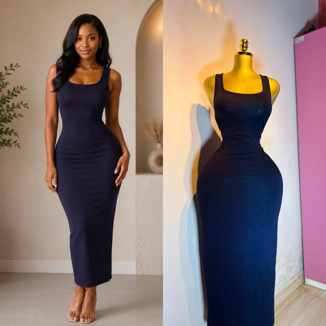 Navy sculpt maxi