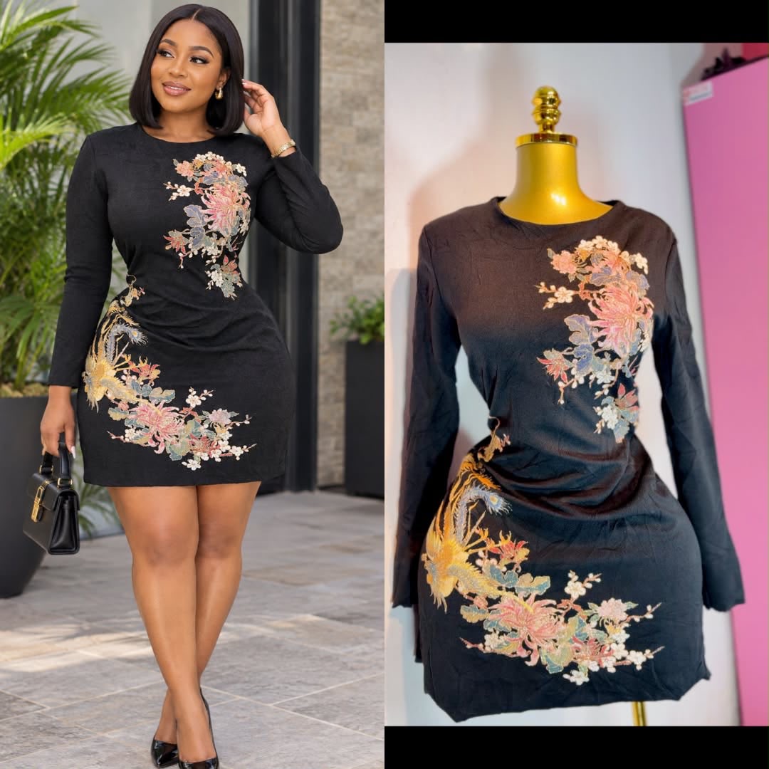 Black floral Embroidered Dress