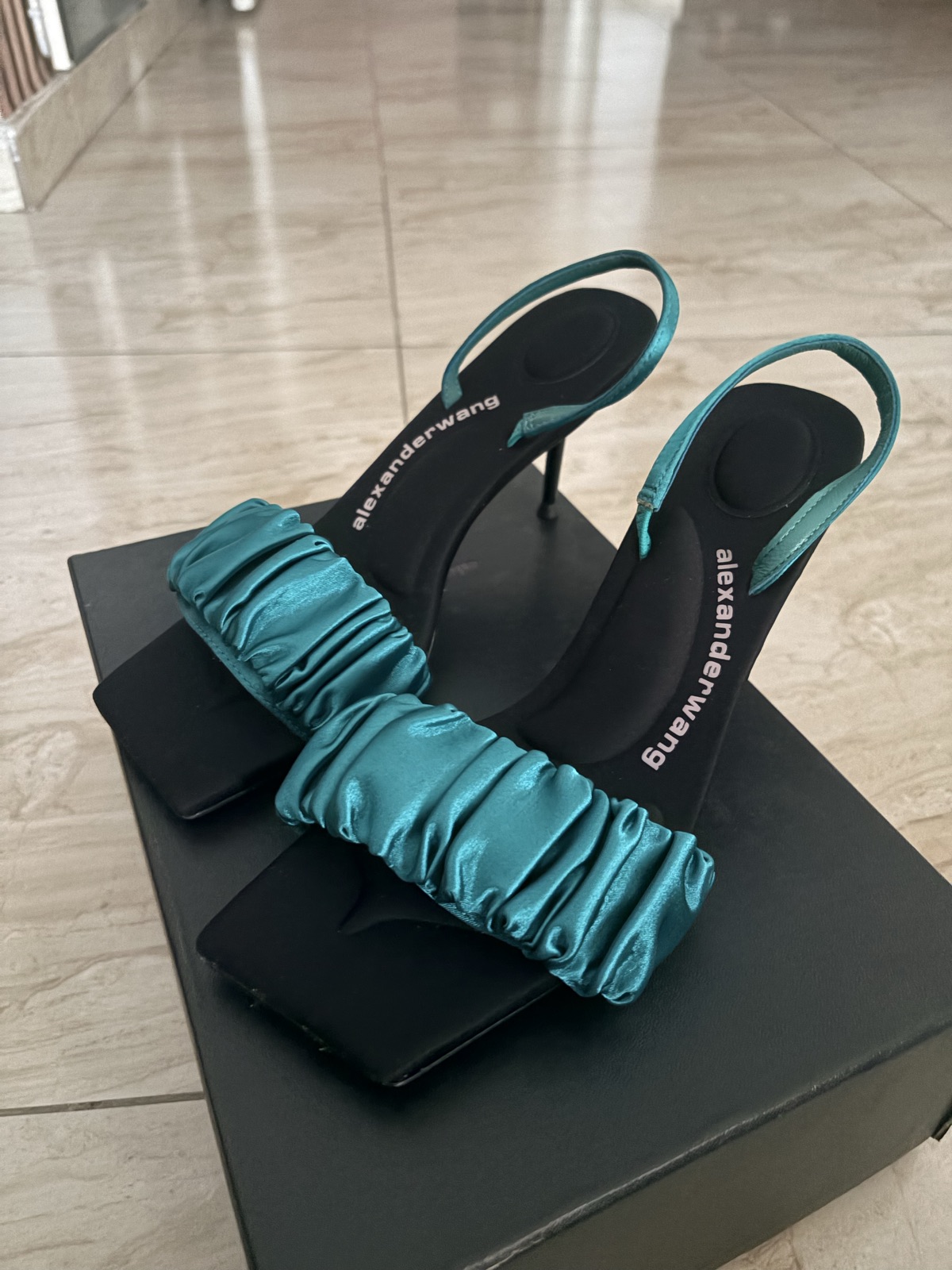 Alexander Wang Teal Ruched Sandals