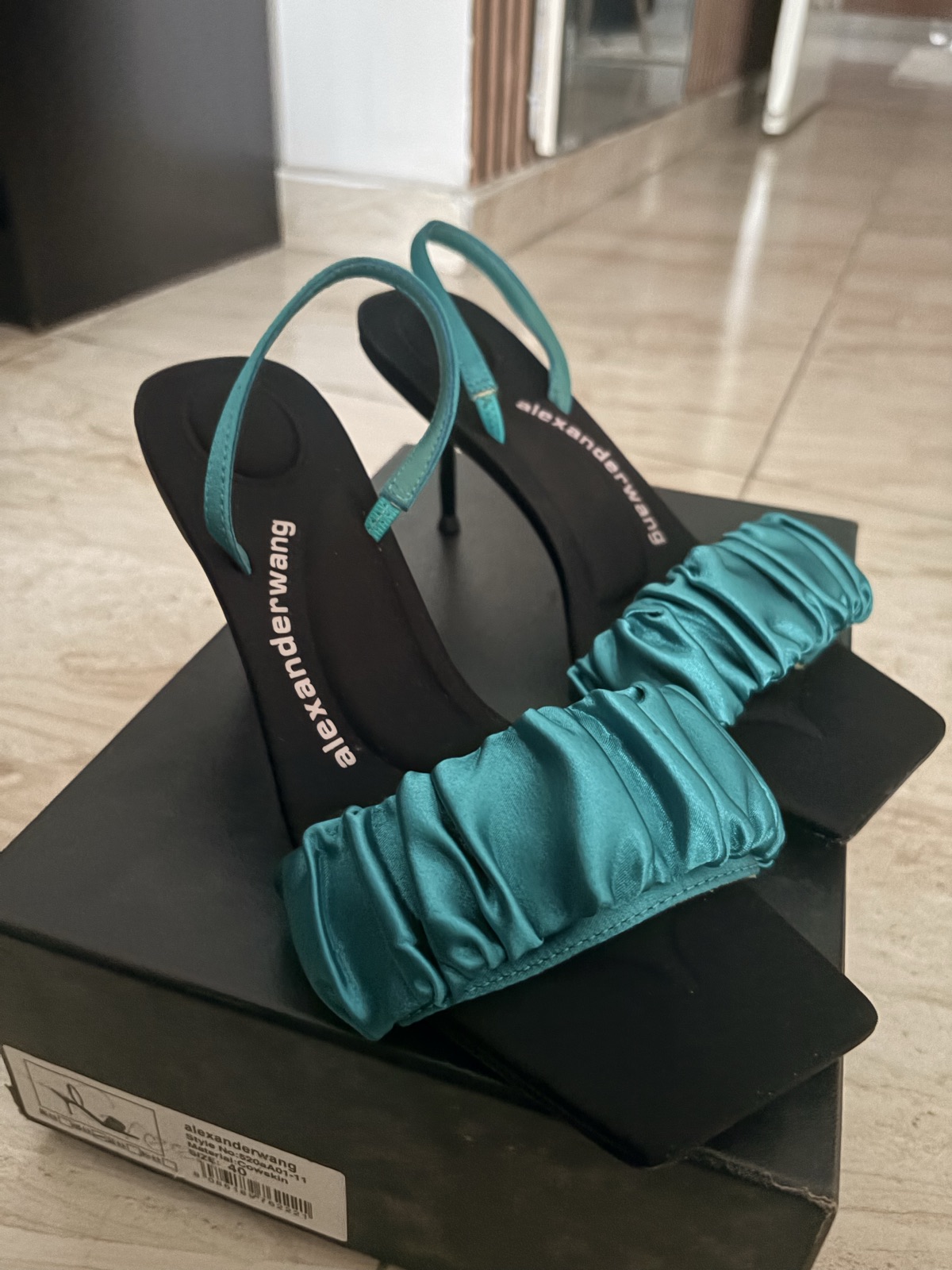Alexander Wang Teal Ruched Sandals