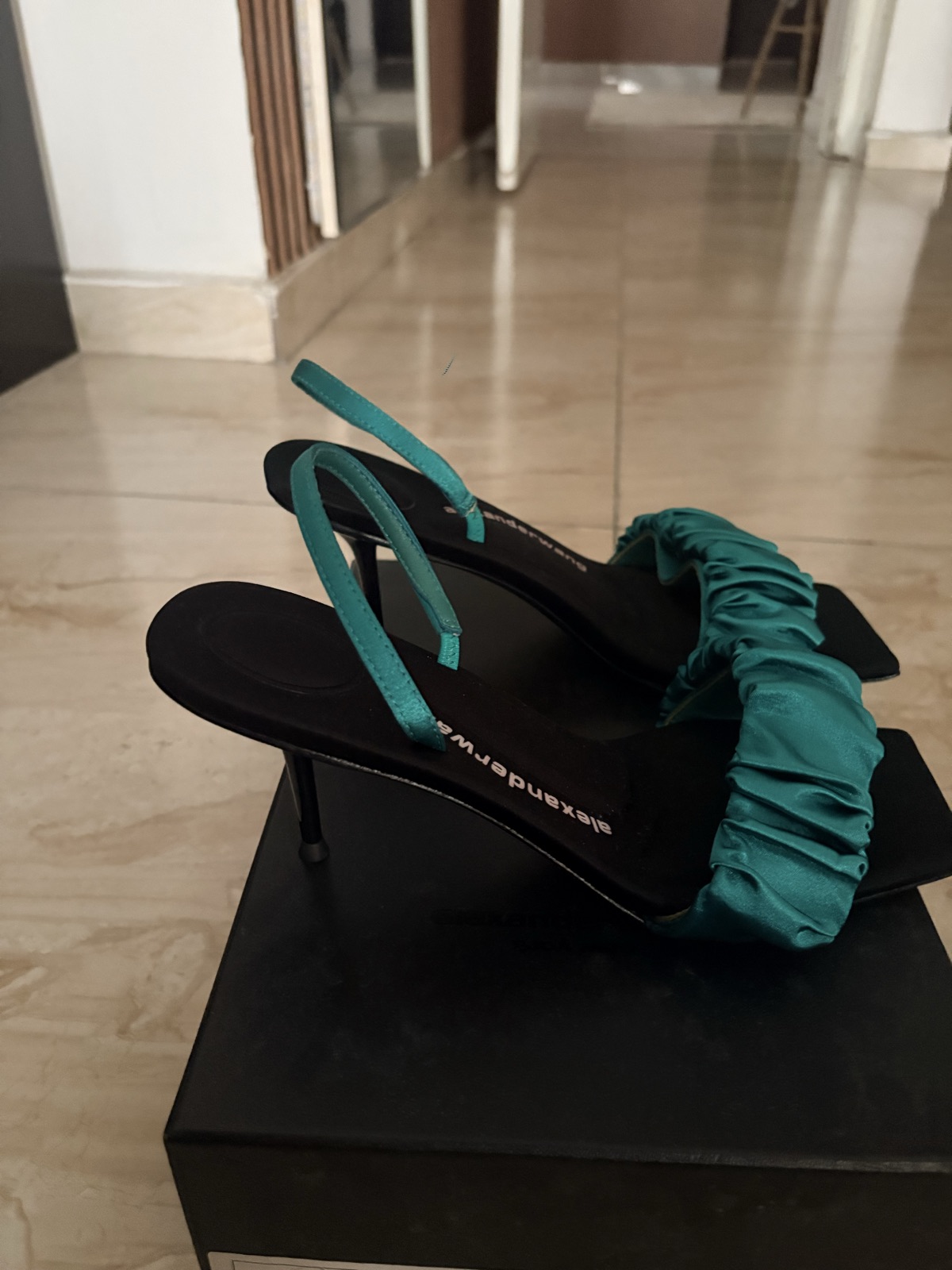 Alexander Wang Teal Ruched Sandals