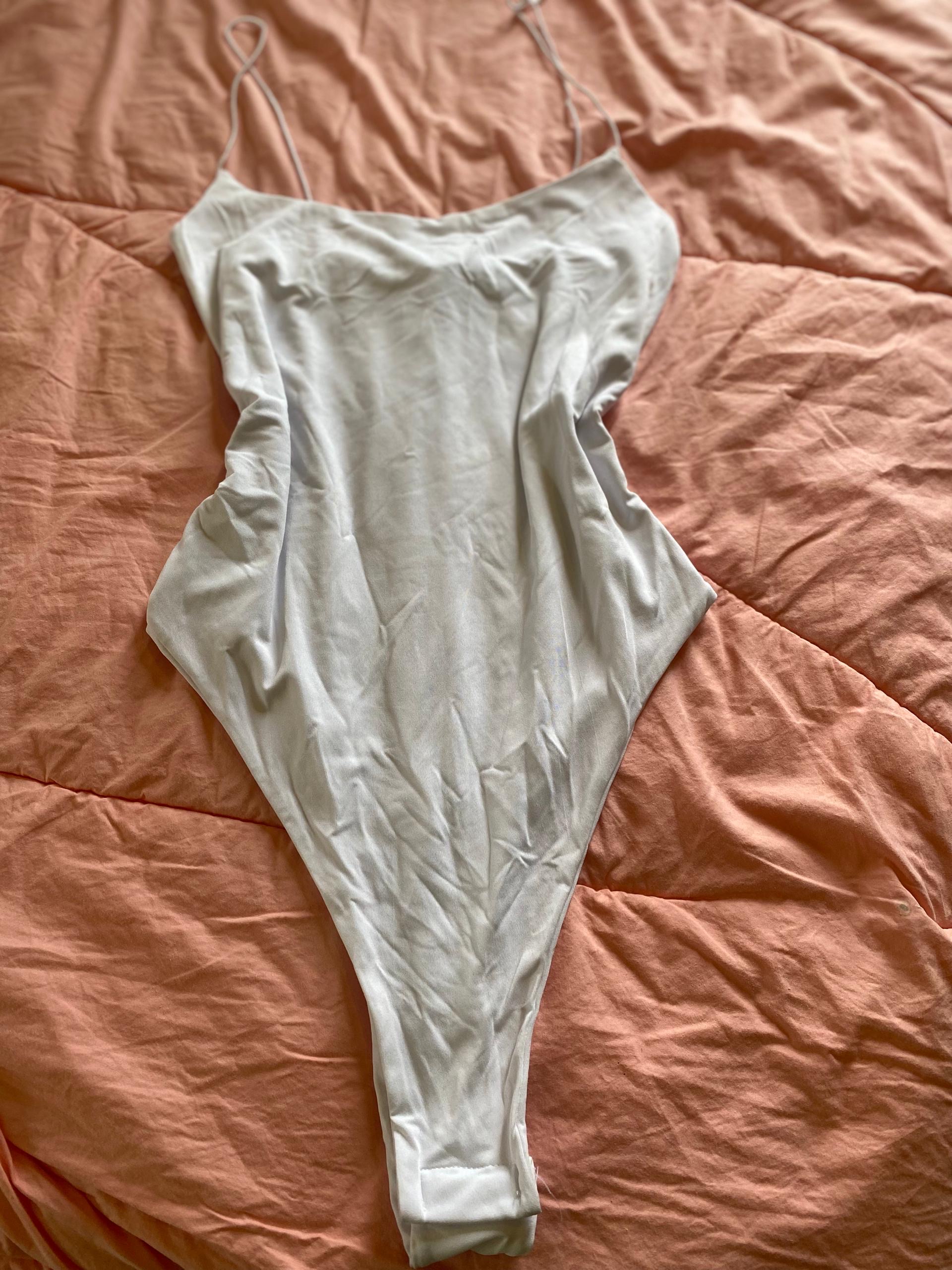White Spaghetti Strap Bodysuit – Sleek & Minimalist Fit
