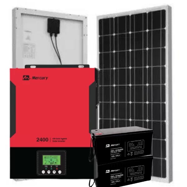 Mercury 2.4kVA Solar Hybrid Inverter System: 4x 300W Solar Panels MPPT