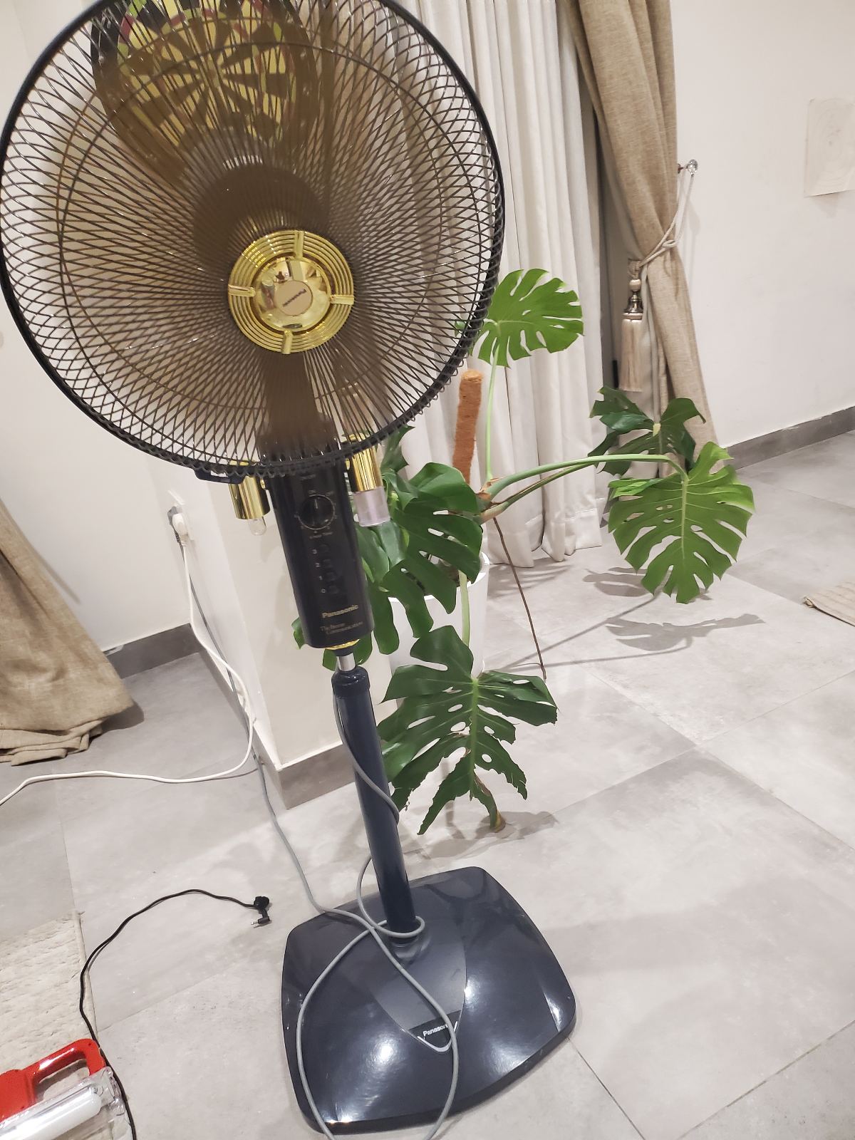 Panasonic Standing Fan, Black with Gold Accents