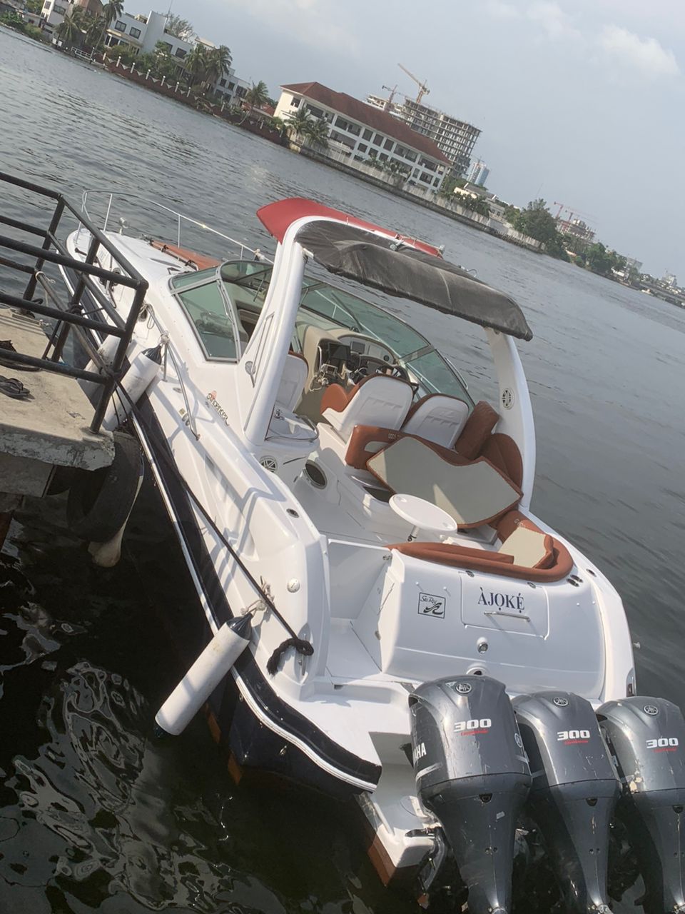 Sea Ray Speed Boat, White with Red Trim