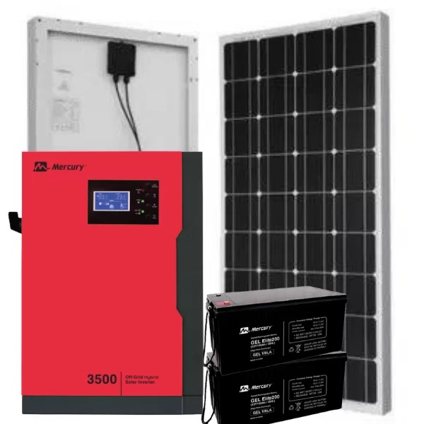 Mercury 3.5kVA Solar Hybrid Inverter System: 4x 300W Solar Panels MPPT
