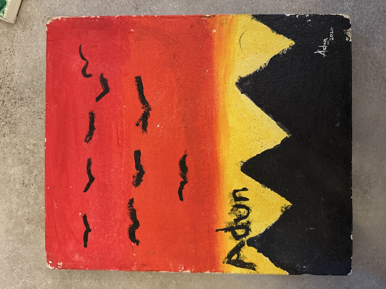 Abstract Painting, Red Yellow Black Gradient