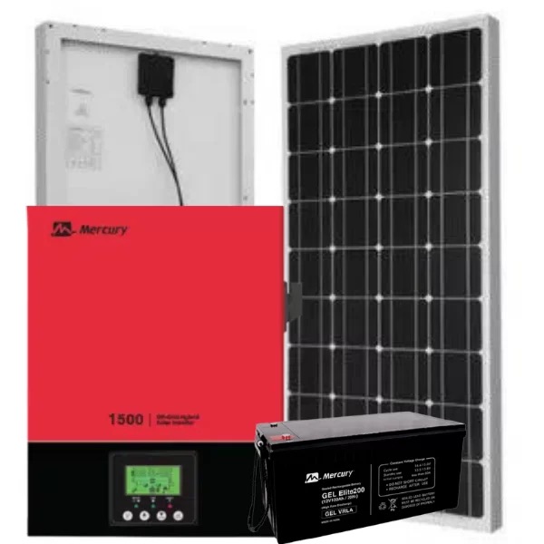 Mercury 1.5kVA Solar Hybrid Inverter System: 4x 300W Solar Panels MPPT