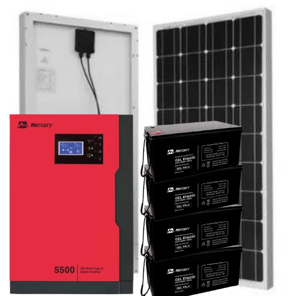 Mercury 5.5kVA Solar Hybrid Inverter System: 8x 300W Solar Panels MPPT