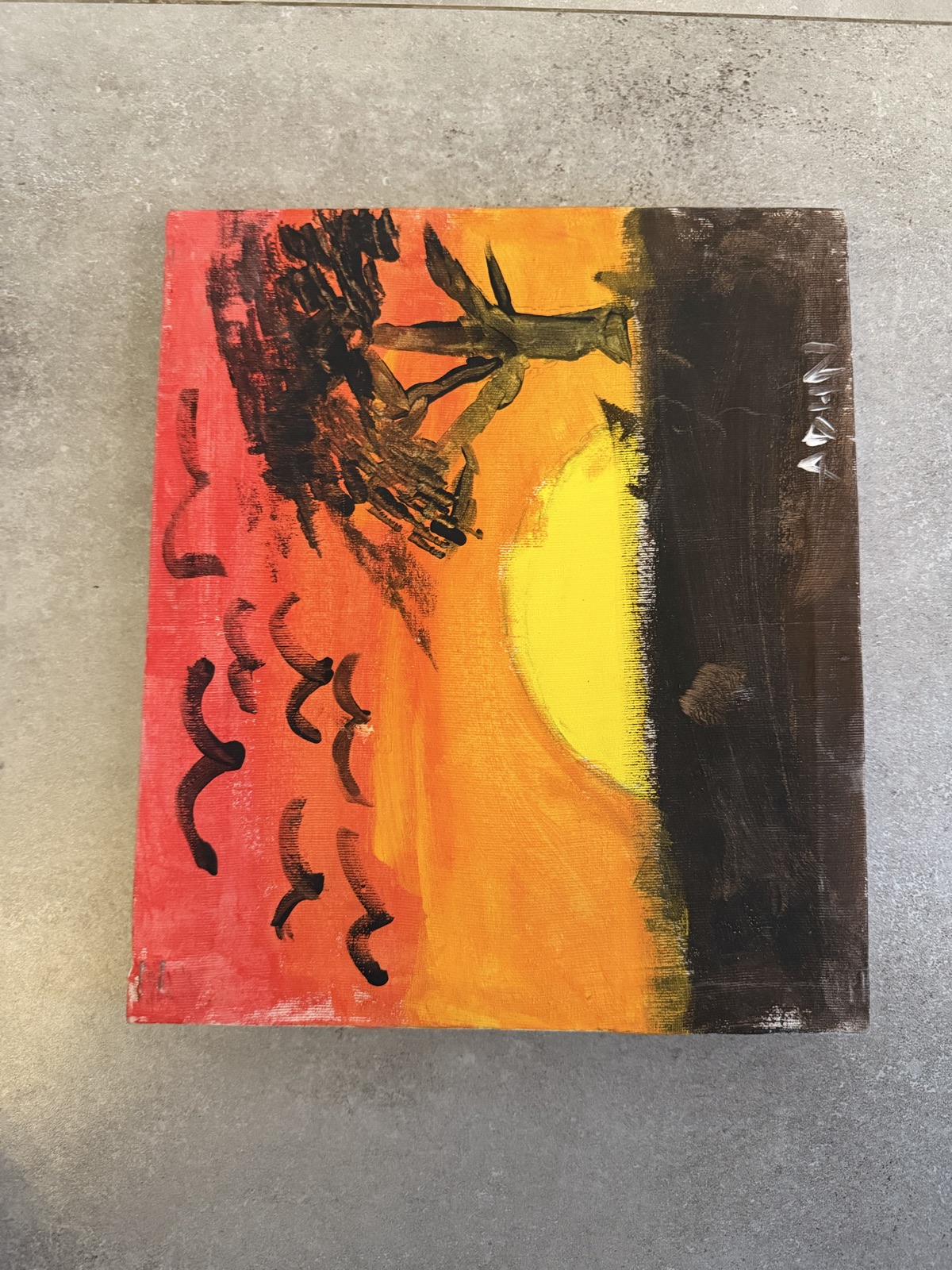 Sunset Painting, Vibrant Orange and Red