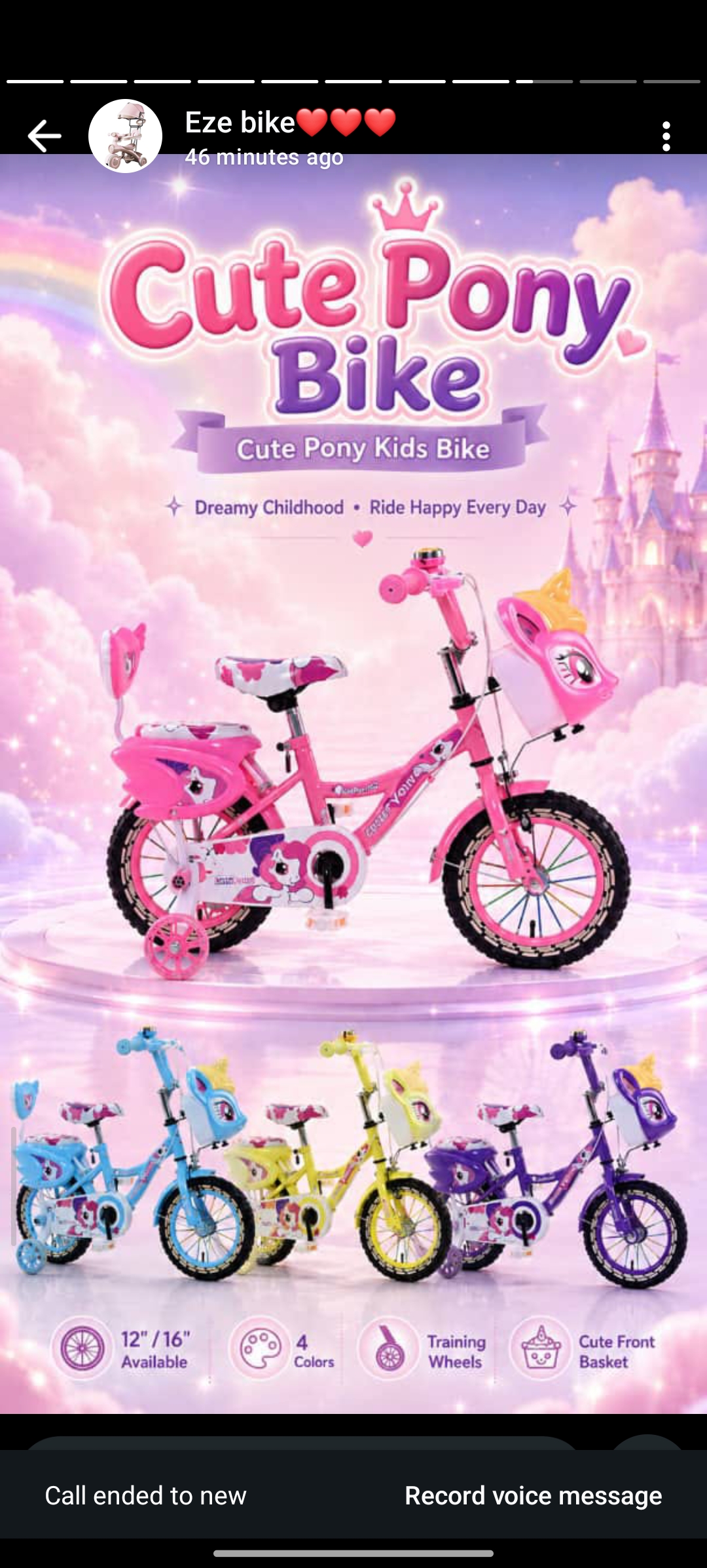 Cute Pony Kids Bike - Tricycle to Size 24