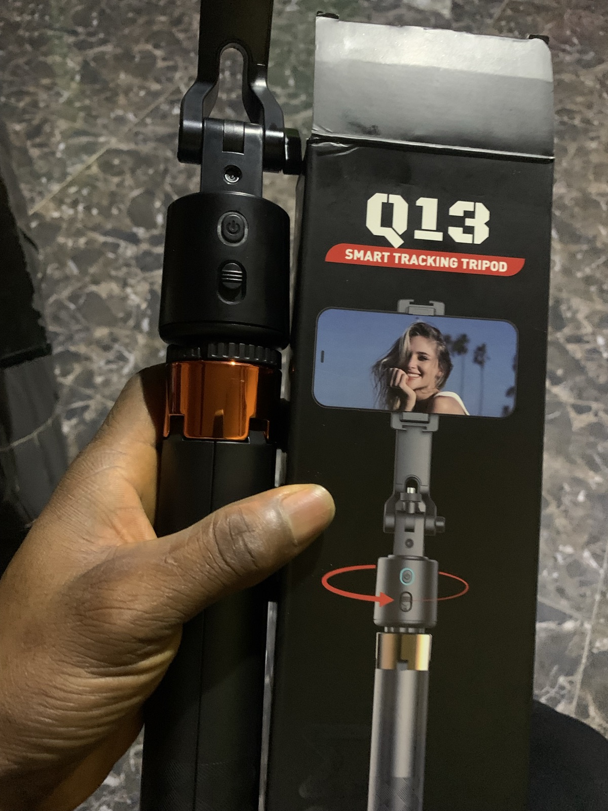 Q13 Smart Tracking Tripod Selfie Stick, Black