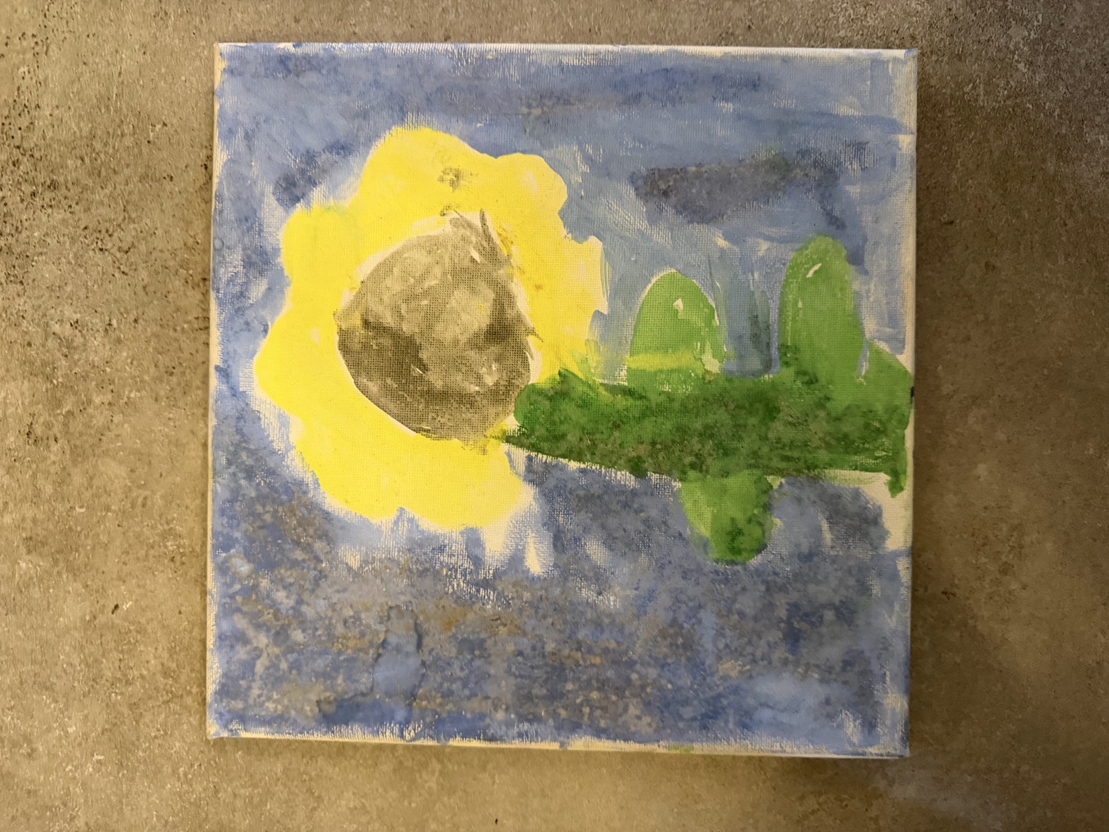 Sunflower Painting, Blue Background