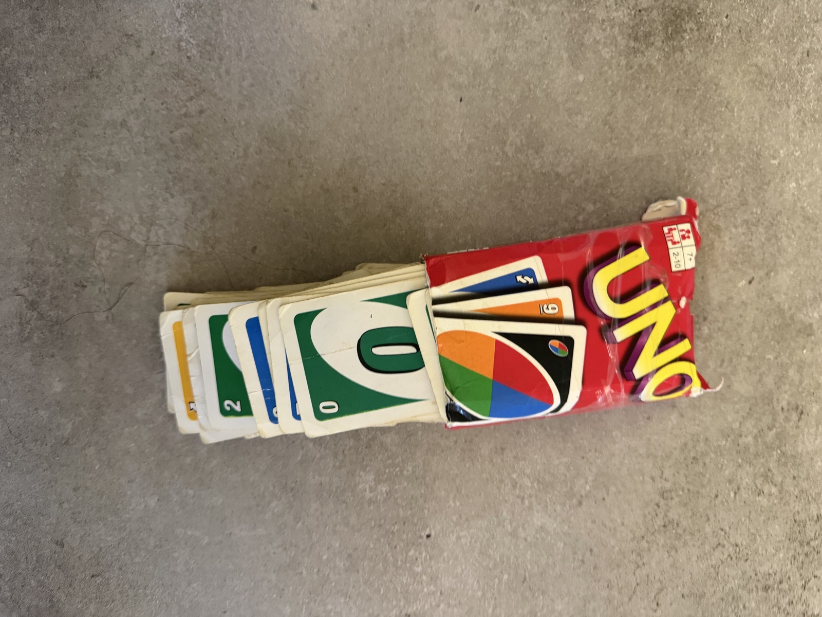 UNO Card Game, Red Box with Number Cards