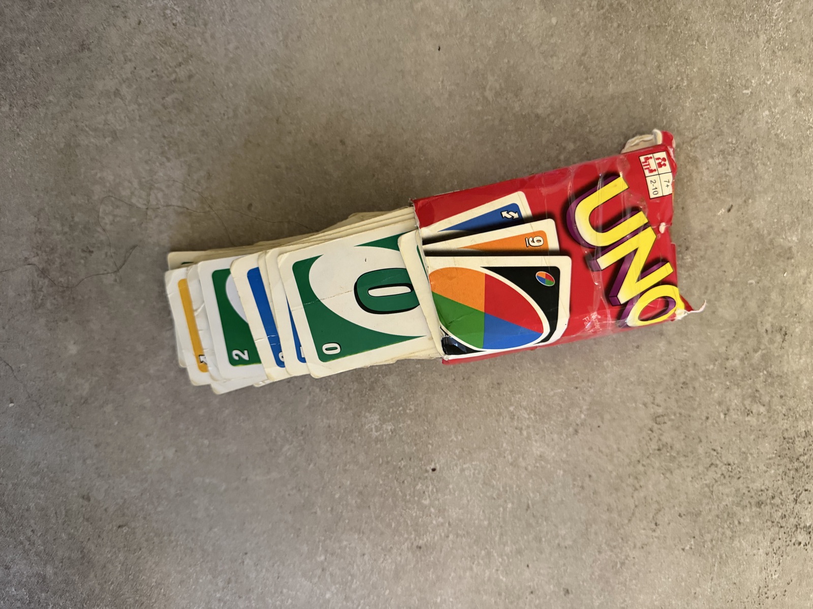 UNO Card Game, Red Box with Number Cards