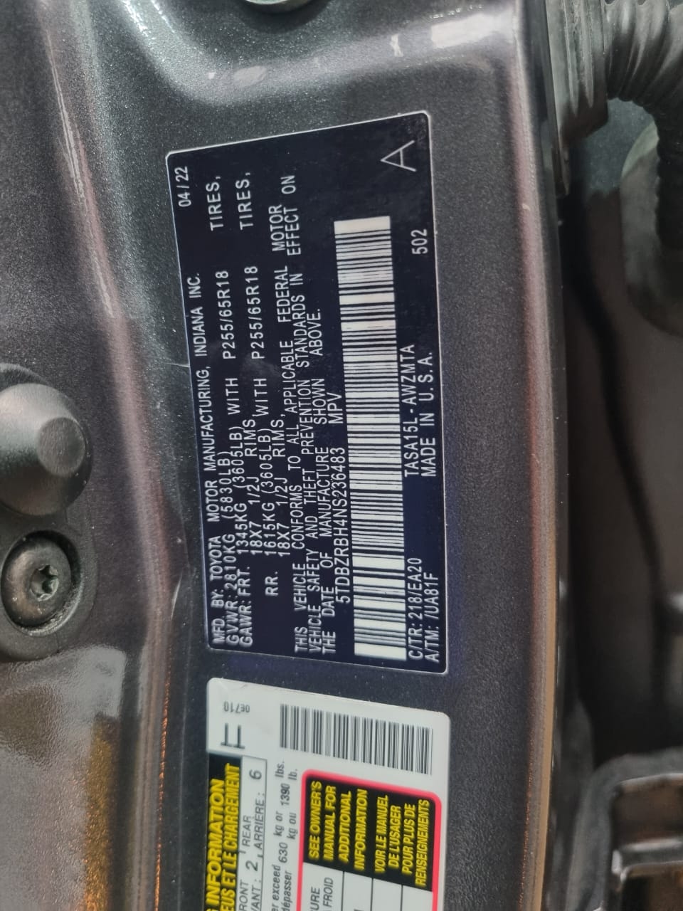 2023 Toyota Highlander Dark Grey SUV for Sale