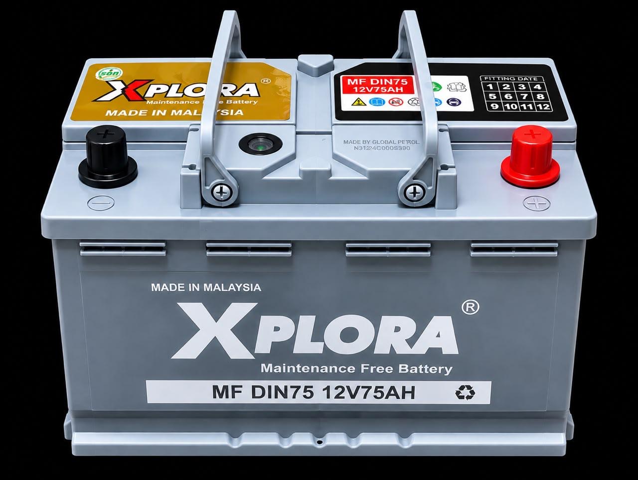 Xplora MF DIN75 12V75AH Maintenance Free Battery