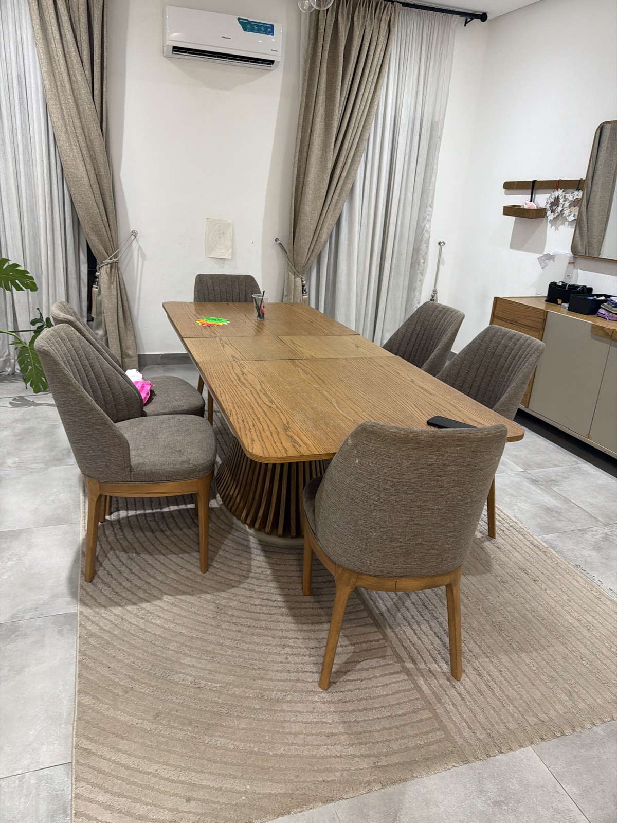 Solid Wood Dining Table with 6 Chairs