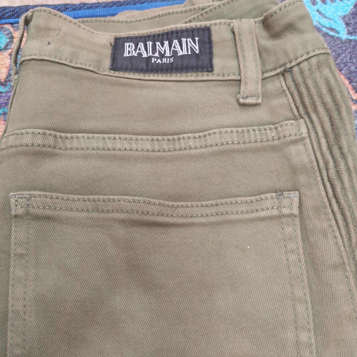 Balmain Paris Khaki Green Trousers