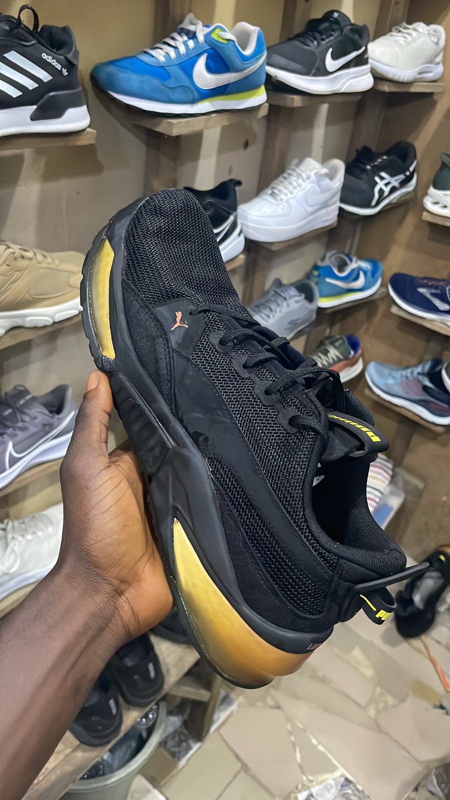 Black and Gold Athletic Sneakers